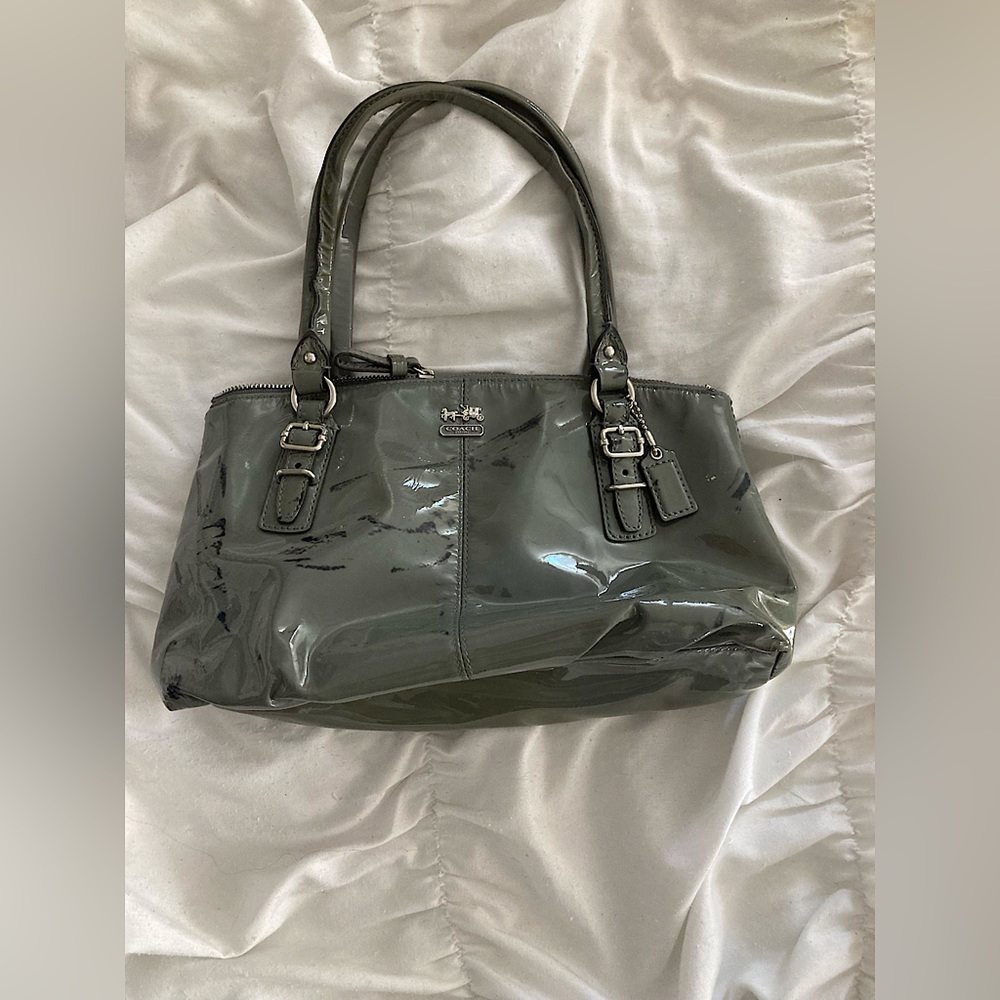 COACH Grey Patent Leather Bag